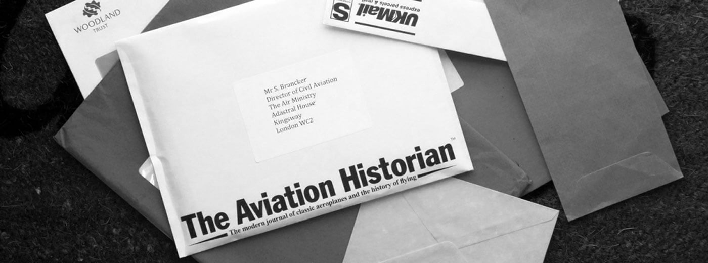 Envelope ready for posting The Aviation Historian to subscribers
