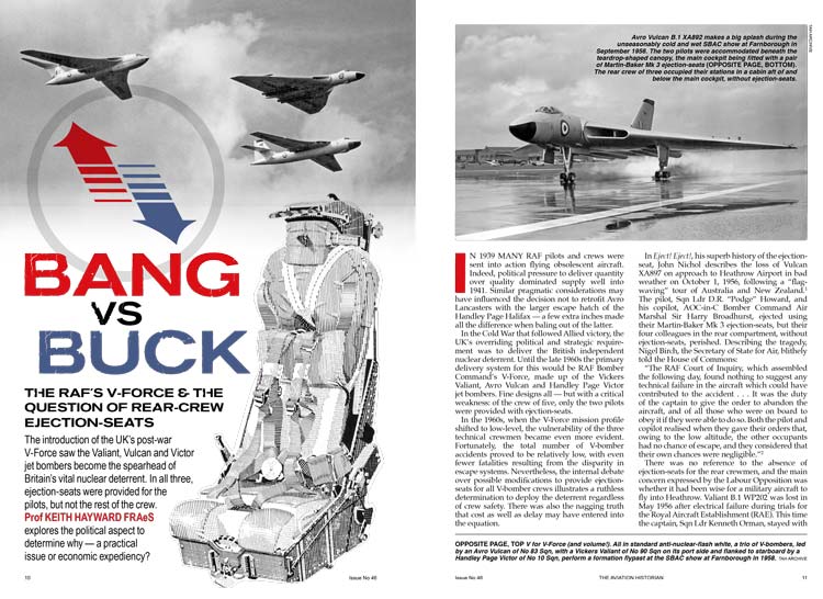 Bang vs Buck - The RAF's V-Force and the question of rear-crew ejection seats (double-page preview spread)
