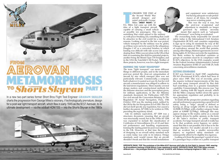 From Aeorvan to Shorts Skyvan (double-page preview spread)